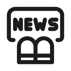 News Report Icon. Modern professional minimal line graphic illustrating journalism, media coverage, headlines, breaking updates and information sharing