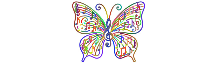 Abstract colorful ribbons form a decorative spring butterfly insect illustration with beautiful patterned wings