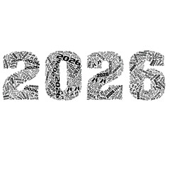 Happy New Year 2026 celebration vector illustration concept with text, letters, and numbers decoration, featuring a holiday Christmas design and a love heart symbol pattern font art