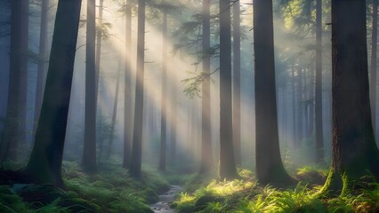 Obraz premium Mystery morning in the forest