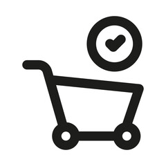 Shopping Cart Icon. Modern professional minimal line graphic illustrating online shopping, e-commerce, retail, purchasing and checkout