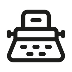 Typewriter Icon. Modern professional minimal line graphic illustrating writing, typing, document creation, literature and text composition