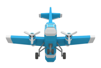 Airplane model display top view isolated on transparent background
