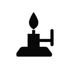 Silhouette Icon of Bunsen Burner Flame Illustration