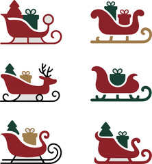 Christmas sleighlogo icon vector white background .