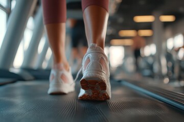 Athletic Shoes and Legs on Treadmill, Intense Cardio Workout