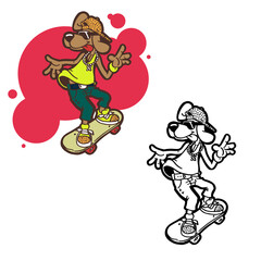DOG MASCOT SKATEBOARDING FASHION AND FUN