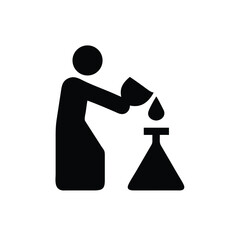Silhouette Icon of Scientist Pouring Liquid Illustration