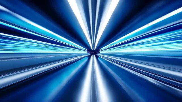 Abstract Blue Light Speed Tunnel with Dynamic Motion Blur Effect