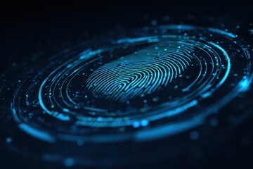 Futuristic Blue Technology: Biometric Data and Digital ID