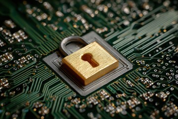Digital Lock on Circuit Board: Cybersecurity and Data Protection