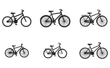 Collection of bicycle silhouettes showing different bike styles for vector design