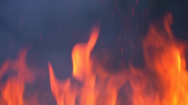 Dynamic Fire Flames with Smoke and Embers Abstract Background