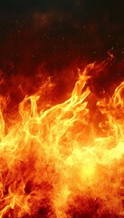 Fototapeta premium Vibrant Flames in a Dark Backdrop Energetic Burst of Fire Creating a Powerful Inferno Effect