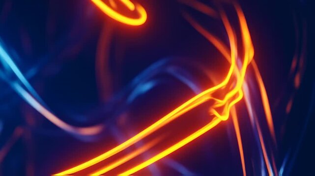 Abstract Glowing Orange and Blue Lines Flowing - Data, Energy, and Technology Concept