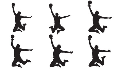 Dynamic silhouette of a volleyball player in mid air silhouette