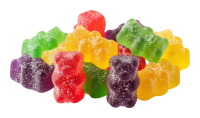 Colorful gummy bears candy store food bright isolated on transparent background