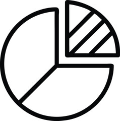 Exploded Pie Chart Icon: Line Art Graph with Separated Segment for Data Analysis, Statistics, Percentage Breakdown, Financial Reporting, and Presentation Symbol.