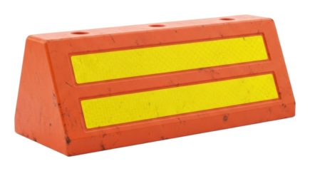 Construction site safety traffic control with orange barriers isolated on transparent background