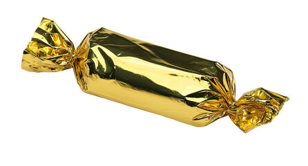 Golden wrapped candy on black background