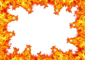 Fiery frame isolated on transparent background, perfect for adding a hot design