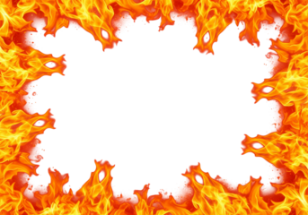 Fiery frame isolated on transparent background, perfect for adding a hot design