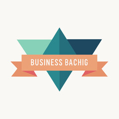 Geometric ribbon banner with business bachig text isolated on white background