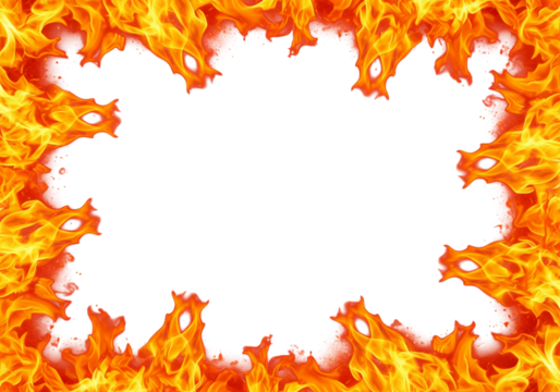 Fiery frame isolated on transparent background, perfect for adding a hot design