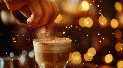 Expert barista prepares coffee with precision in a cozy cafe dur