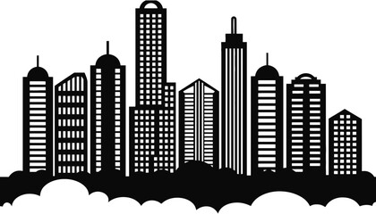 Obraz premium City skyline silhouette vector illustration cityscape design