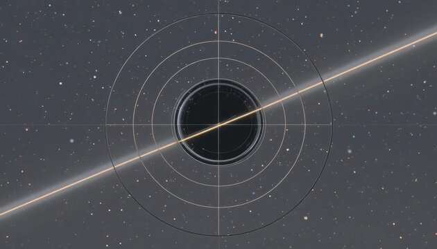 Conceptual rendering of a black hole with an accretion disk and gravitational lensing effects, - Powered by Adobe