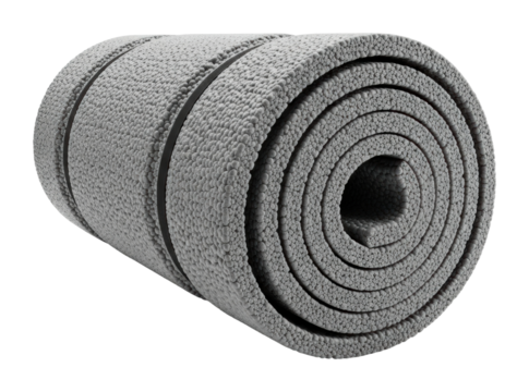 Yoga mat roll home fitness product top view isolated on transparent background