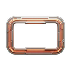 Futuristic frame with copper accents isolated on transparent background, design element
