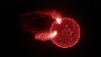 Dramatic Solar Flare Erupting from a Red Giant Star in Deep Space, Red Giant Star Showcasing Powerful Coronal Mass Ejection