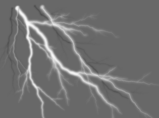 White Electrical Lightning Bolt Discharge on Solid Grey Background