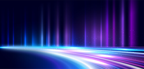 futuristic neon speed light trail abstract glowing digital energy beam sci-fi motion flow tech background.