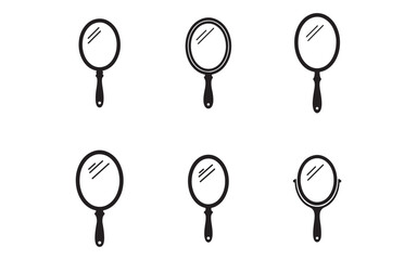 Collection of Handheld Mirrors Icons Isolated on White Background Vector Graphic