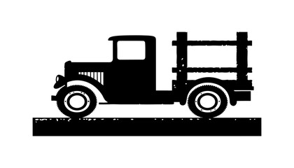 Naklejka premium Vintage truck vector silhouette old farm truck vector graphic