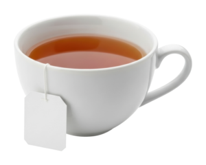 Brewing fresh tea in a white cup kitchen beverage home relaxation isolated on transparent background