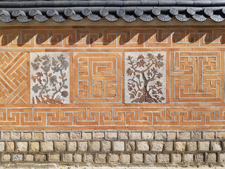 전통 한옥 담장과 한국 고유 문양 패턴