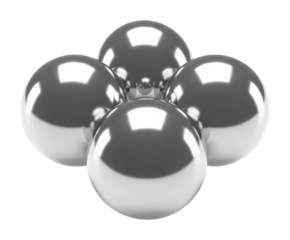Shiny metal spheres bright environment isolated on transparent background
