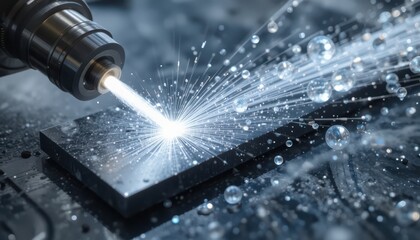 Close-up of laser cutting machine demonstrating precise technological manufacturing process