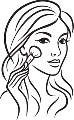 A Woman Applies Makeup, Vector Illustration