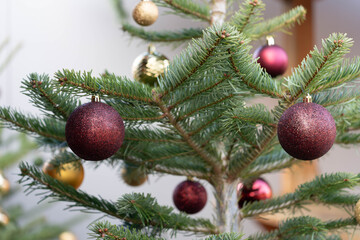 Christmas Decoration - Balls on a Tree Outside Decoration on Christmas Markets in Germany 2025. High quality photo