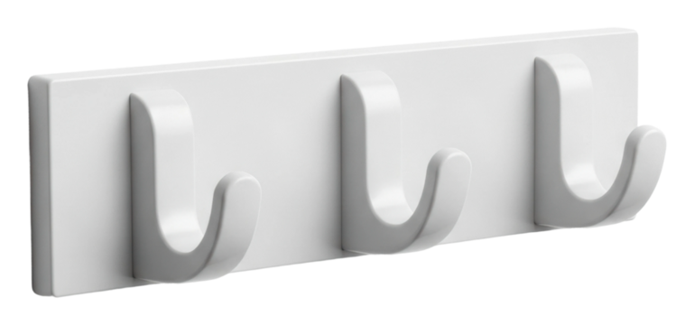 Organizing space efficiently with white wall hooks home product isolated on transparent background