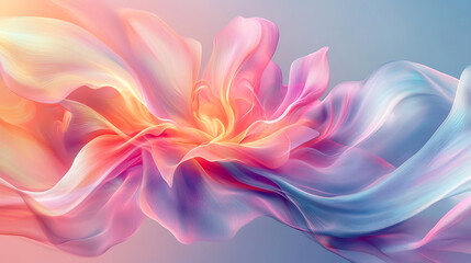 Fototapeta premium Organic Energy Beams Shaped Like Petals Flowing In Pastel Abstract Motion