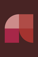 Modern abstract geometric art in retro style in pink, terra, brown. Bauhaus inspired wall decor.