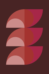 Modern abstract geometric art in retro style in pink, terra, brown. Bauhaus inspired wall decor.