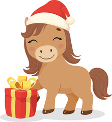 Cute smiling brown horse character. Symbol of New year 2026..