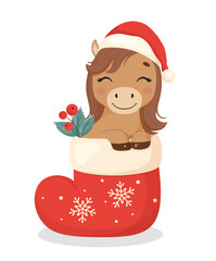 Cute smiling brown horse character. Symbol of New year 2026..